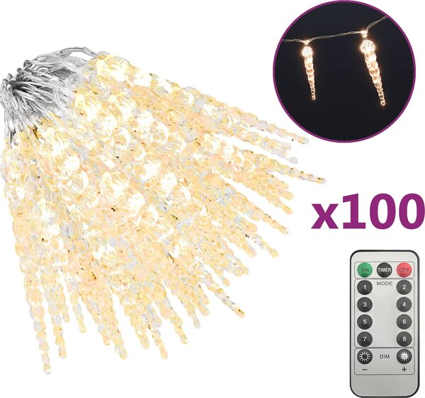VidaXL Vánoční rampouchové světlo 100 LED 10 m akryl PVC [356227] Barva: Teplá bílá