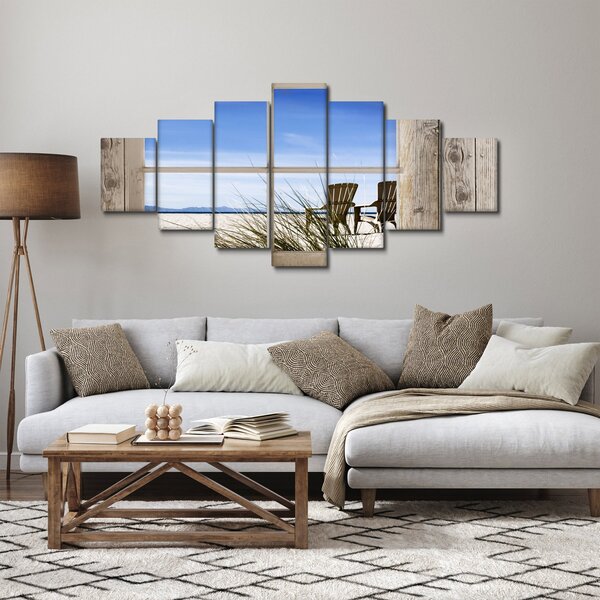 Obraz - Okno v výhledem na pláž (210x100 cm)