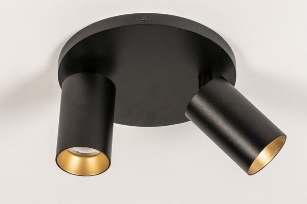 Stropní svítidlo do ložnice Average Spot Black and Gold 2 Round (LMD)