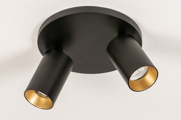 Stropní svítidlo do ložnice Average Spot Black and Gold 2 Round (LMD)
