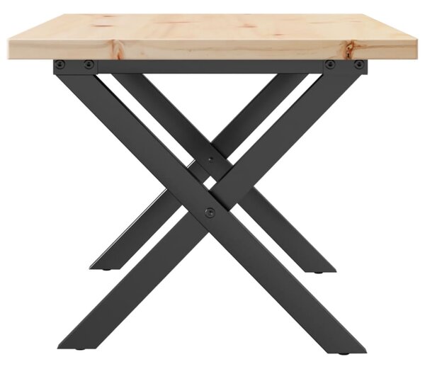 Konferenční stolek s X rámem 80x50x40,5cm borové dřevo a ocel 3282750