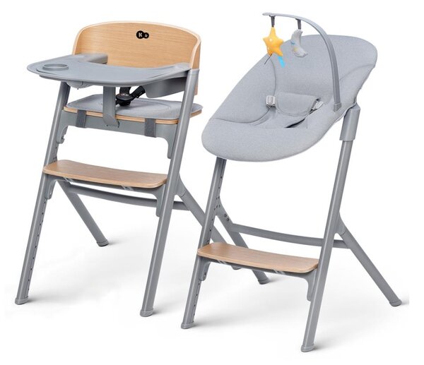 KINDERKRAFT SELECT- Dětská jídelní židle 3v1 LIVY Premium dub + lehátko CALMEE