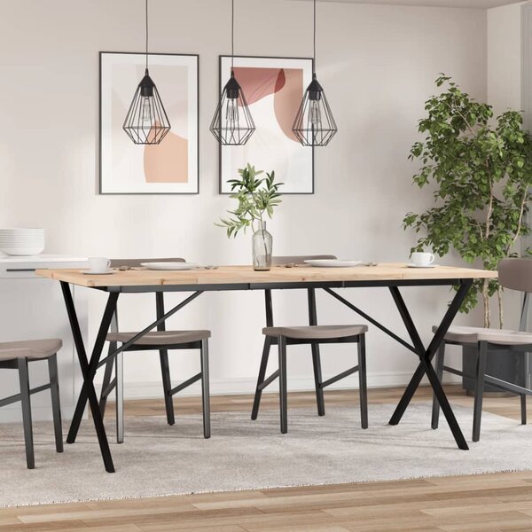 Jídelní stůl s X rámem 180 x 90 x 75,5 cm borové dřevo a ocel 3282766