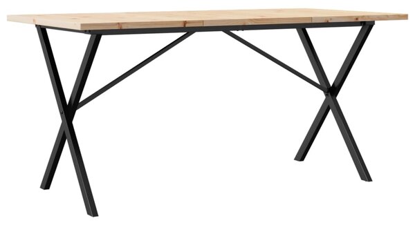 Jídelní stůl s X rámem 160 x 80 x 75,5 cm borové dřevo a ocel 3282765