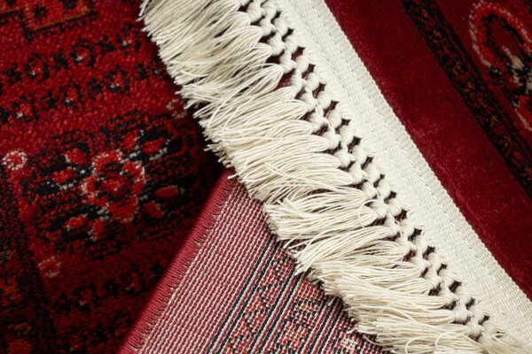 Koberec ORIENT 6871 s třásněmi, rám / ornament / klasický, bordó / černý