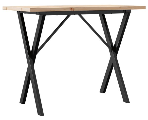 Jídelní stůl s X rámem 100 x 50 x 75,5 cm borové dřevo a ocel 3282763