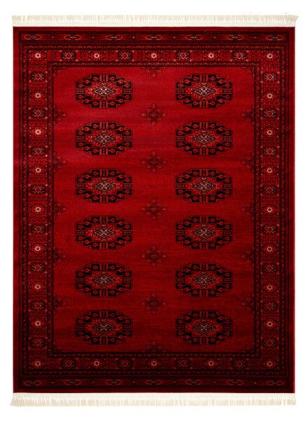 Koberec ORIENT 6871 s třásněmi, rám / ornament / klasický, bordó / černý