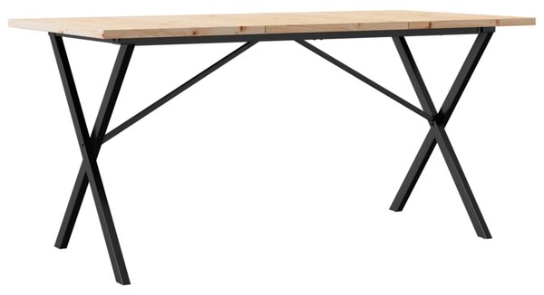 Jídelní stůl s X rámem 160 x 80 x 75,5 cm borové dřevo a ocel 3282765