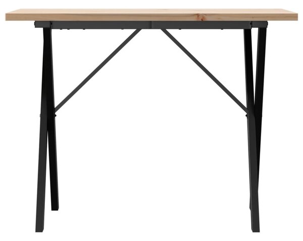 Jídelní stůl s X rámem 100 x 50 x 75,5 cm borové dřevo a ocel 3282763