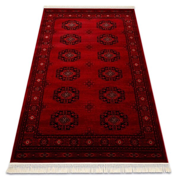 Koberec ORIENT 6871 s třásněmi, rám / ornament / klasický, bordó / černý