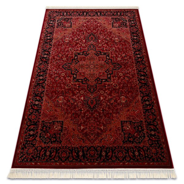 Koberec ORIENT Y307 s třásněmi, rám / ornament / klasický, bordó / černý