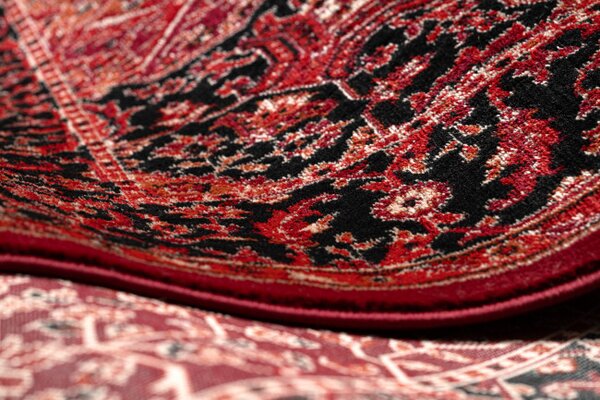 Koberec ORIENT Y307 s třásněmi, rám / ornament / klasický, bordó / černý
