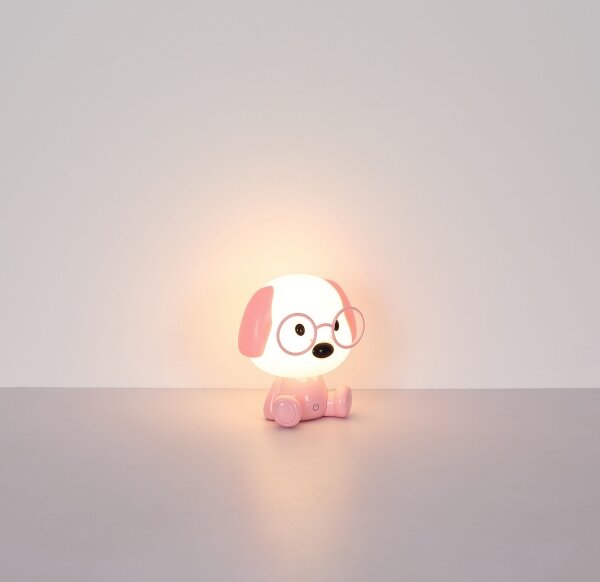 Globo 21761P - LED Stm. nab. dětská noční lampička PUPPY 1W/5V 500 mAh růžová
