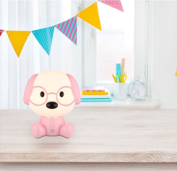 Globo 21761P - LED Stm. nab. dětská noční lampička PUPPY 1W/5V 500 mAh růžová