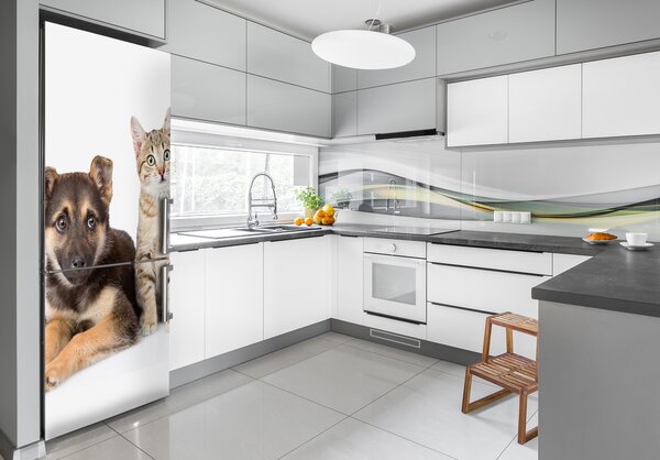 Foto nálepka na ledničku stěnu Pes a kočka FridgeStick-70x190-f-94452483