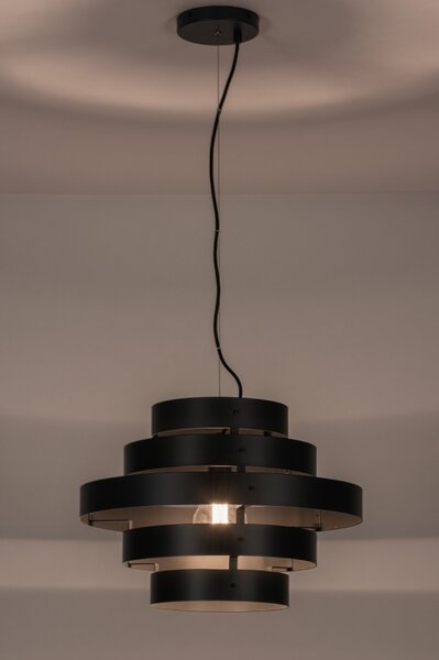 Závěsné designové svítidlo do obýváku Wood Madeira Nero (LMD)