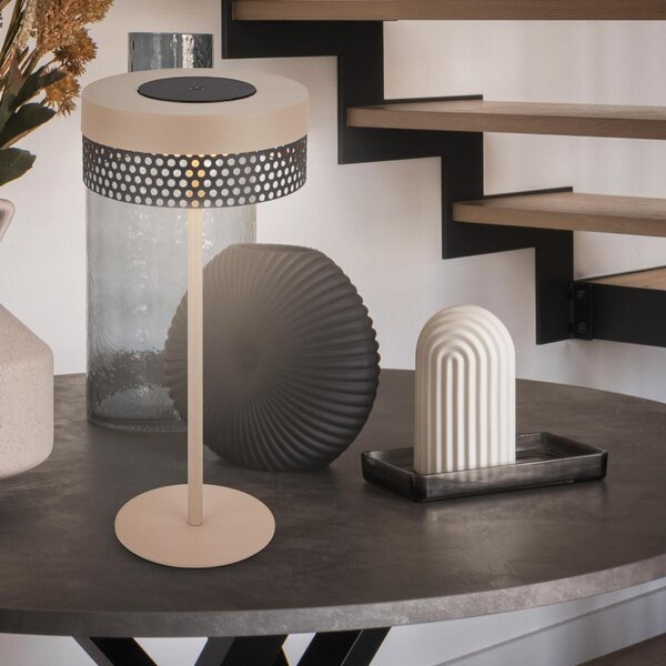 BRILONER Booha stolní lampa - 2,5W, 300lm, bezdrátová, IP44, LED, stmívatelná, teplá bílá, béžová/antracit 7576011