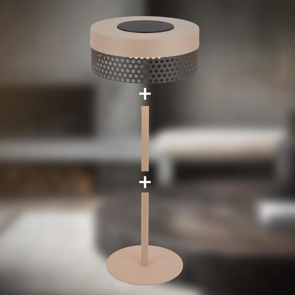 BRILONER Booha stolní lampa - 2,5W, 300lm, bezdrátová, IP44, LED, stmívatelná, teplá bílá, béžová/antracit 7576011
