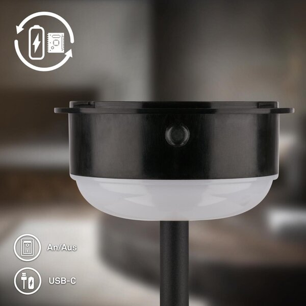 BRILONER Booha stolní lampa - 2,5W, 300lm, bezdrátová, IP44, LED, stmívatelná, teplá bílá, černá/dřevo 7576014