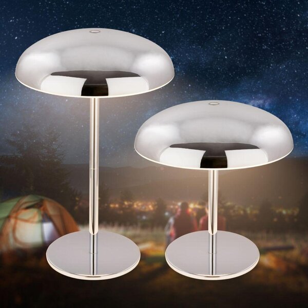 BRILONER Caxa stolní lampa - 2,8W, 300lm, bezdrátová, IP44, LED, stmívatelná, dotykový vypínač, chrom 7573018