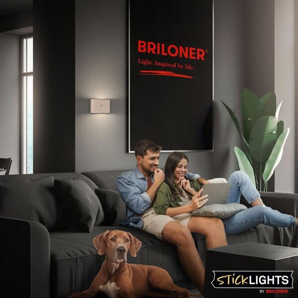 BRILONER Chat nástěnné svítidlo - 3W, 270lm, bezdrátová, LED, s pohybovým čidlem, béžová 3878011
