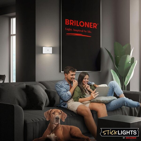 BRILONER Chat nástěnné svítidlo - 3W, 270lm, bezdrátová, LED, s pohybovým čidlem, bílé 3878016