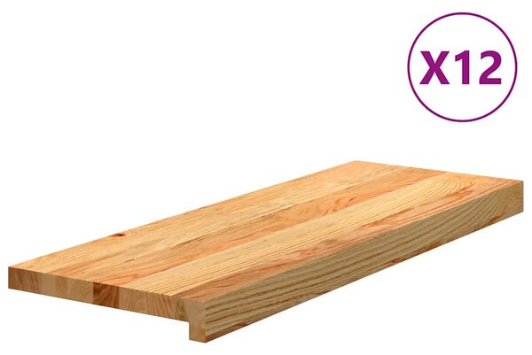 Nášlapy na schody 12 ks světle hnědé 70x30x2 cm masivní dub 3282983