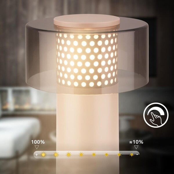 BRILONER Gila stolní lampa - 2,6W, 200lm, bezdrátová, LED, IP44, dotykový vypínač, stmívatelná, antracit/béžová 7669011