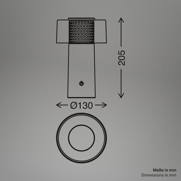 BRILONER Gila stolní lampa - 2,6W, 200lm, bezdrátová, LED, IP44, dotykový vypínač, stmívatelná, antracit/béžová 7669011