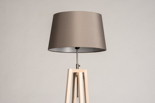 Stojací designová lampa Paola Grey and Natur Wood (LMD)