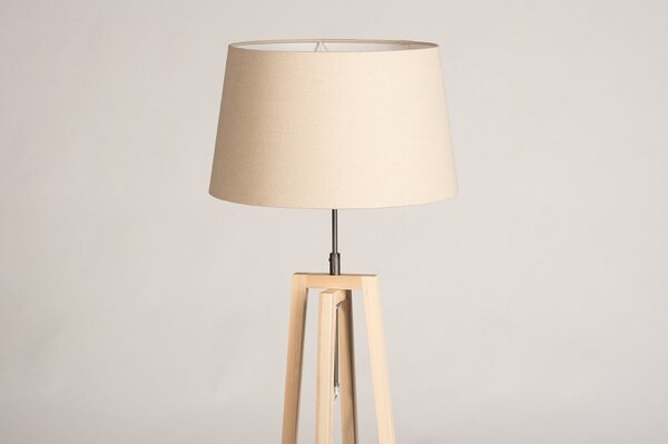 Stojací designová lampa Paola Beige and Natur Wood (LMD)