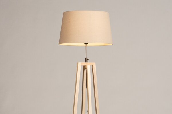 Stojací designová lampa Paola Beige and Natur Wood (LMD)