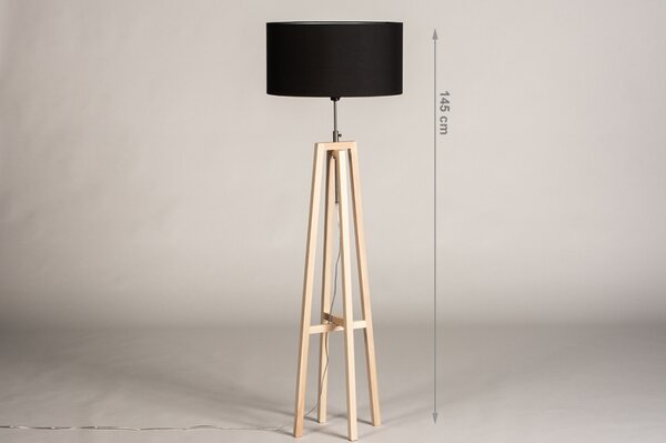 Stojací designová lampa Paola Black Maison and Natur Wood (LMD)