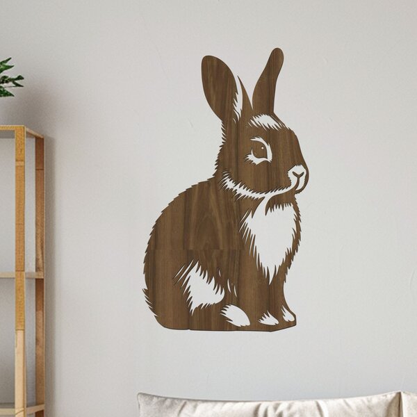 Dřevěný obraz Králíka | Rozměry (cm): 23x40 | Zvolte barvu dekoru: Černá