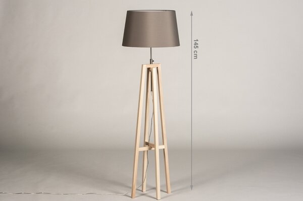 Stojací designová lampa Paola Grey and Natur Wood (LMD)