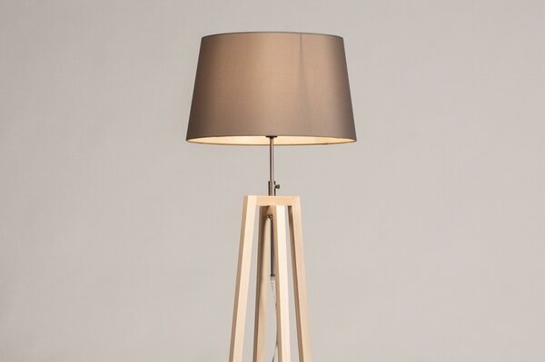 Stojací designová lampa Paola Grey and Natur Wood (LMD)