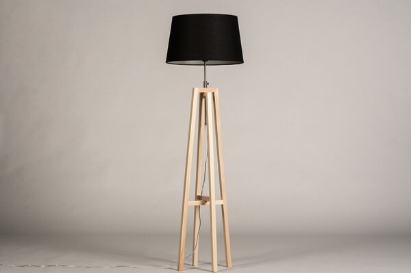 Stojací designová lampa Paola Black and Natur Wood (LMD)