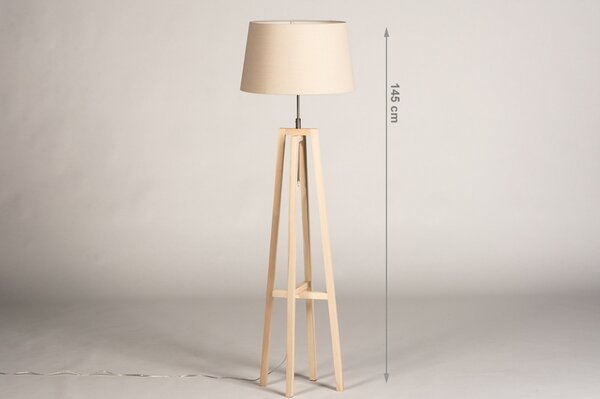 Stojací designová lampa Paola Beige and Natur Wood (LMD)