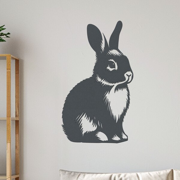 Dřevěný obraz Králíka | Rozměry (cm): 23x40 | Zvolte barvu dekoru: Černá