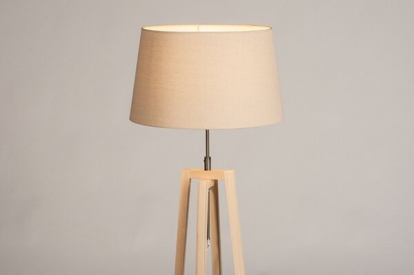 Stojací designová lampa Paola Beige and Natur Wood (LMD)