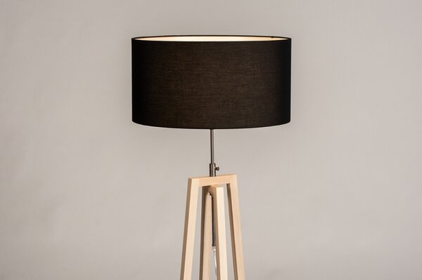 Stojací designová lampa Paola Black Maison and Natur Wood (LMD)