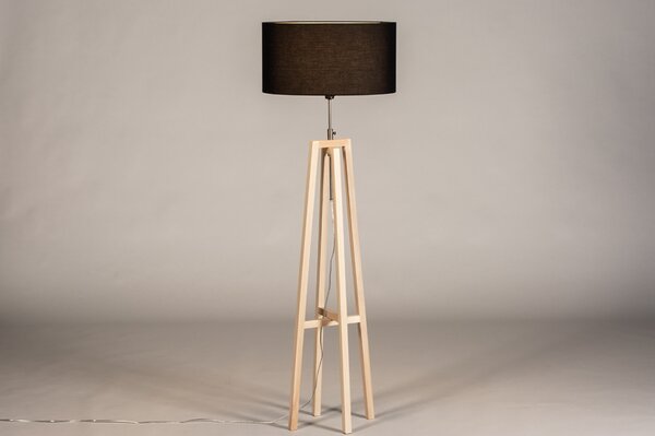 Stojací designová lampa Paola Black Maison and Natur Wood (LMD)