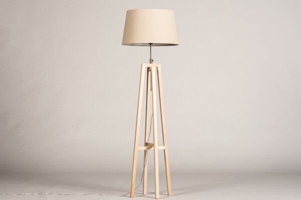 Stojací designová lampa Paola Beige and Natur Wood (LMD)