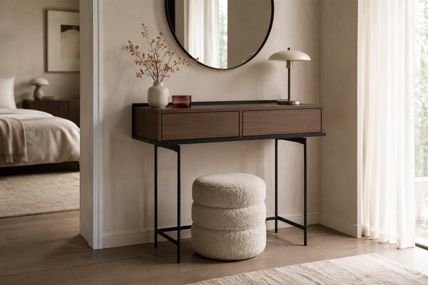 Elegantní toaletní stolek Zenar 100 cm se zásuvkami - ořech / černý