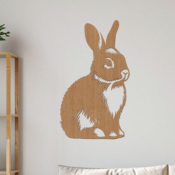 Dřevěný obraz Králíka | Rozměry (cm): 23x40 | Zvolte barvu dekoru: Černá