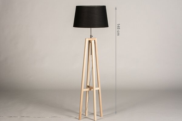 Stojací designová lampa Paola Black and Natur Wood (LMD)