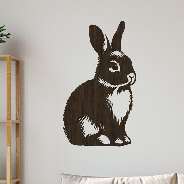 Dřevěný obraz Králíka | Rozměry (cm): 23x40 | Zvolte barvu dekoru: Černá