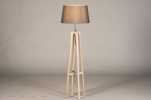 Stojací designová lampa Paola Grey and Natur Wood (LMD)
