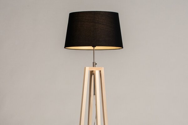 Stojací designová lampa Paola Black and Natur Wood (LMD)