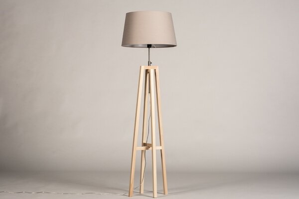 Stojací designová lampa Paola Taupe and Natur Wood (LMD)